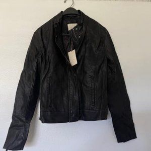 NWT Black Faux ( Vegan)  Leather Jacket  Size Medium